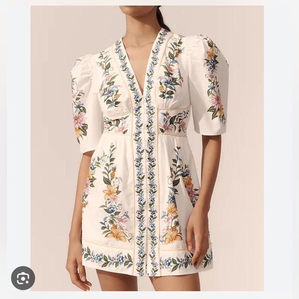 Farm Rio NWT Sweet Bloom Dreamscape Organic Cotton Mini Dress, size M